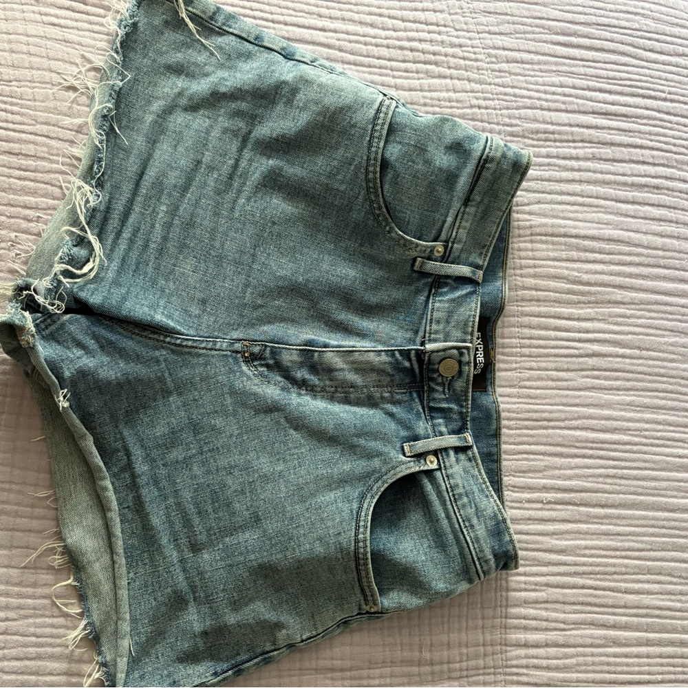 Express Blue Jean Shorts Distressed Casual